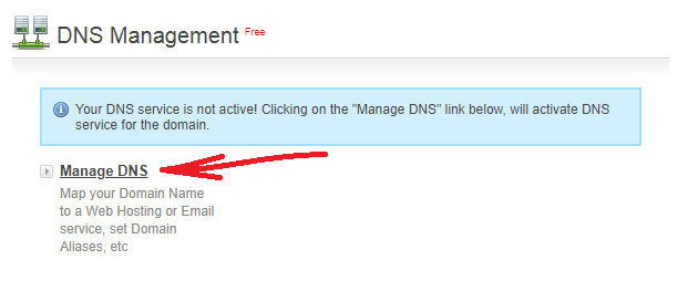 DNS 管理の場所を見つける